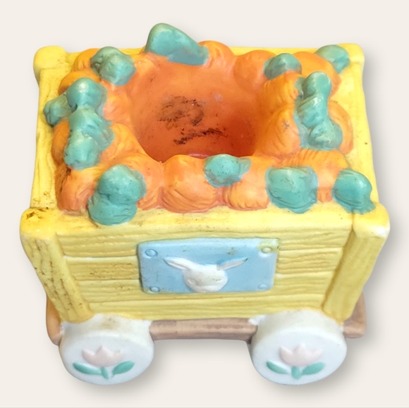 Vtg Candlestick Holders Easter Bunny Rabbit Carrot Ceramic Mini Train 4 Pcs Set - Picture 6 of 10